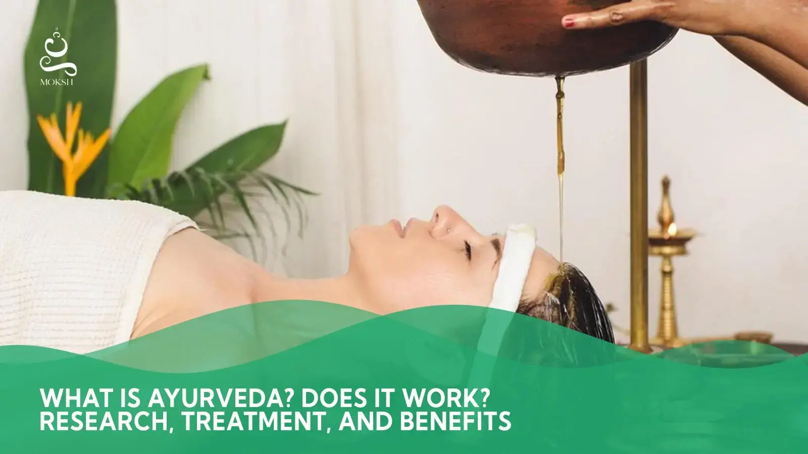 woman laying down while getting ayurveda treatment